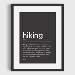 Hiking Quote | Typography Art | Definition Print | Gift for Hiker | Hiking Print | Mountain Print | Walking Gift | Minimalist Print