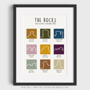 The Rocks of the Peak District Print | The Peaks Print | Peak District Wall Art | Pick Your Colour | Minimalist Print | A5, A4 or A 3