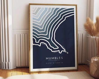 Mumbles Coastline Print: Minimalist Welsh Coastal Art