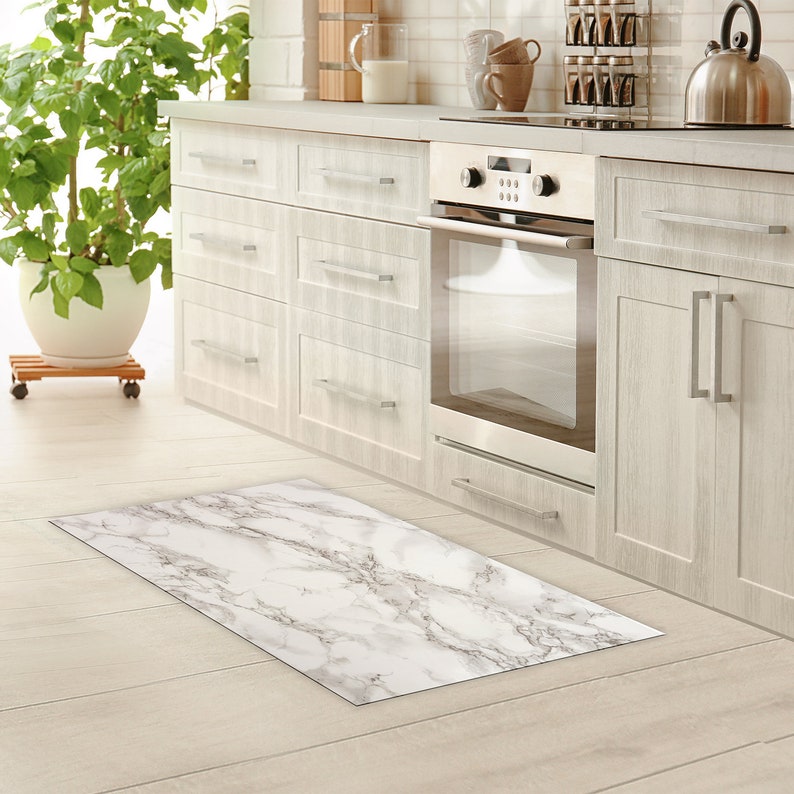 Vinyl Floor Mat Linoleum Rug Marble Kitchen Bath Image 0
