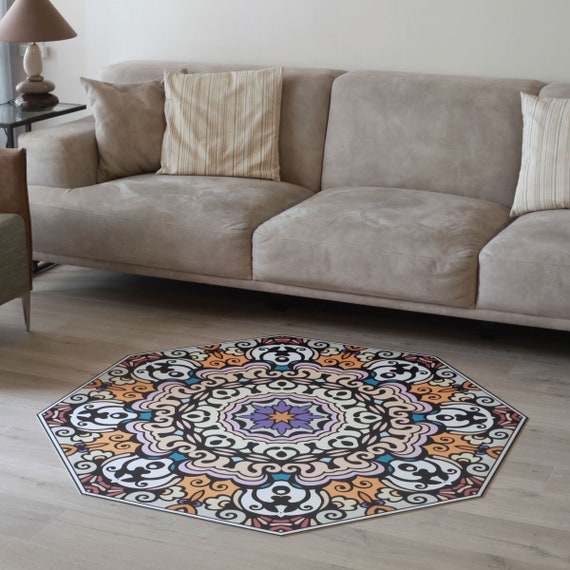 Printed Vinyl Floor Mat Octagon Linoleum Rug Kitchen Image 0