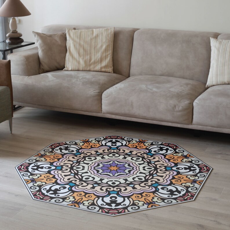 Printed Vinyl Floor Mat Octagon Linoleum Rug Kitchen Image 0