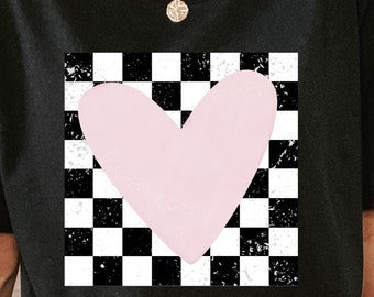 Retro Checkered Heart PNG, Valentine's Day Sublimation Design