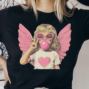 Retro Cupid Valentines Day Blowing Bubble PNG, Vintage Valentines Day png, Funny Cupid With Sunglasses png, Valentines Day png, Cupid png