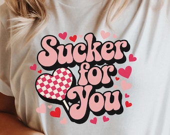 Sucker For You Valentine PNG, Retro Heart Design (Digital Download)