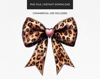 Coquette Leopard Valentine Bow PNG, Be Mine XOXO (Digital Download)