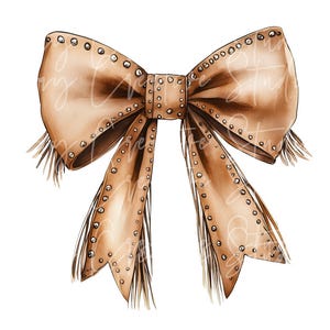 Western Cowgirl Bow png, Howdy Brown Leather Bow png, Cowhide bow png, Coquette Cowgirl aesthetic, Cowgirl Bow Clipart png, Watercolor Bow