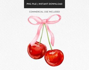 Kirsche Schleife PNG, Kokette Clipart, Sublimationsdesign (digitaler Download)