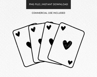 Spielkarten PNG, Herzen Clipart, Poker Asse (digitaler Download)