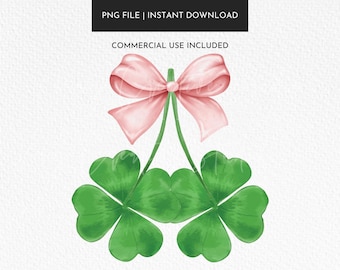 Kokette St Patrick's Day Klee PNG, rosa Schleife (digitaler Download)