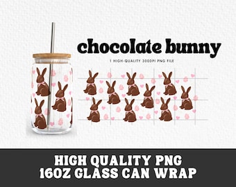 Easter Chocolate Bunny 16oz Glass Can Wrap PNG (Digital Download)