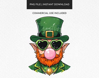 Coquette Leprechaun PNG, Lucky St Patricks Day, Clover (Digital Download)
