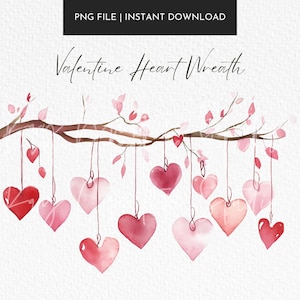 Aquarelle Saint-Valentin, clipart Saint-Valentin, coeur clipart, Saint-Valentin PNG, clipart amour, clipart Saint-Valentin, Couronne coeur, clipart rose