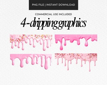 Dripping Donut Clipart PNG, Cake Decoration Graphics (Digital Download)