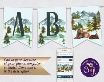 Adventure Awaits Banner, Woodland Baby Banner, ID138