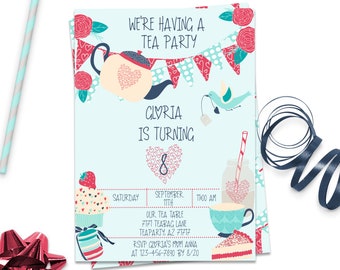Tea Party Invites, Tea Party Invitations, ID130