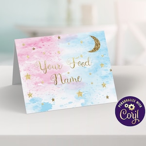 Twinkle Twinkle Little Star Gender Reveal Food Tenten Placecards Food Labels, ID172