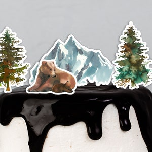 Bear Cake Topper, Camping Cake Topper, ID138