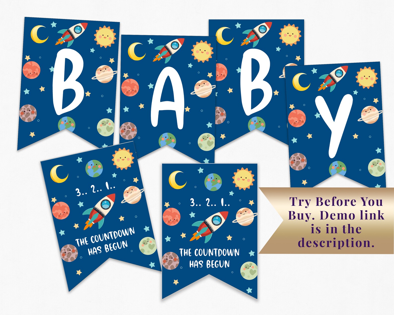 Outer Space Baby Shower Banner Cute Baby Shower Etsy