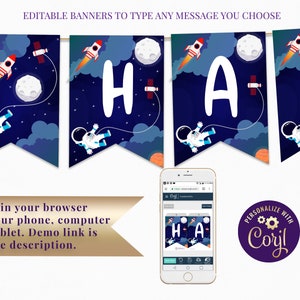 Editable Outer Space Banner, Space Party Decor, Space Decorations, Astronaut Banner, Rocket Banner, Space Theme Birthday, ID159