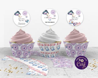 Halloween Ghost Baby Shower Cupcake Toppers Cupcake Wrappers A Little Boo is Almost Due Baby Shower Decorations Spooky Cupcake Decor ID281