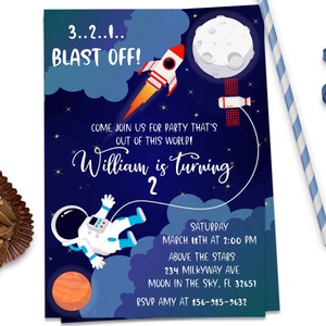 Editable Space Birthday Invitation Space Party Invite Astronaut Space Invites Planets Birthday Galaxy Invitations Rocket Birthday,ID159