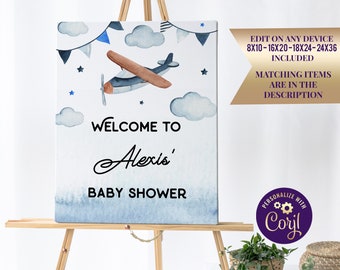 Airplane Baby Shower Welcome Sign, Airplane Party Decor, ID192