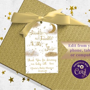 Twinkle Twinkle Little Star Favor Tags, Baby Shower Favor Tags Printable, ID177