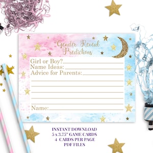 Twinkle Twinkle Little Star, Gender Reveal Prediction Cards, Baby Advice Cards, ID172