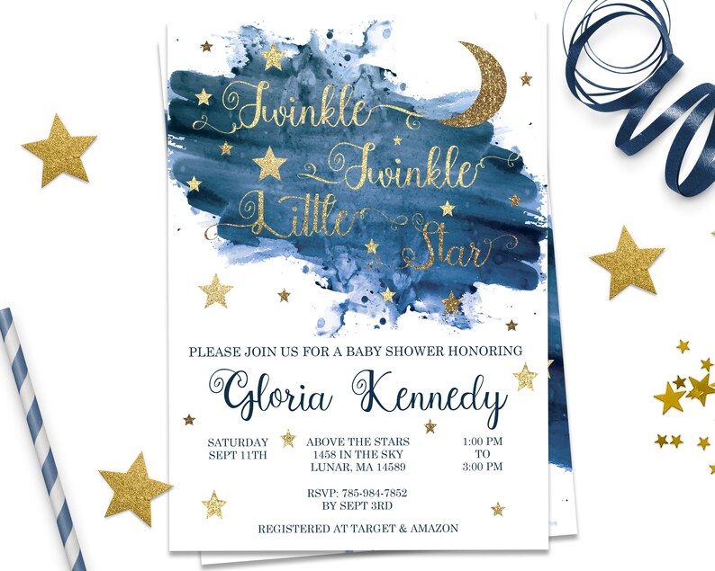 Twinkle Little Star Baby Shower Invitation ID137 Etsy