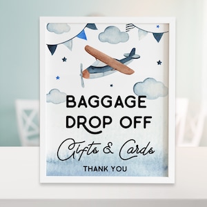Cartes d'avion et cadeaux signe avion Decor vintage avion fête avion bébé douche avion anniversaire merci signe Télécharger, ID192