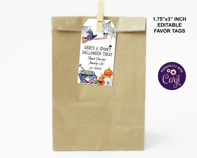 Editable Halloween Favor Tags, Thank You Tags, Gift Bag Tags, Halloween ...