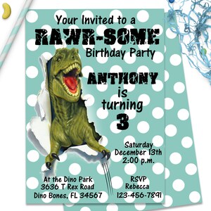 Dinosaur Invitation, Dinosaur Birthday Invitation, Dino Invitation, ID112