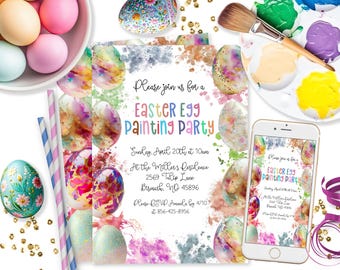 Editable Easter Egg Painting Party Invitation Easter Activity Party Invite Easter Party Birthday Digital Evite Template Corjl Download ID278