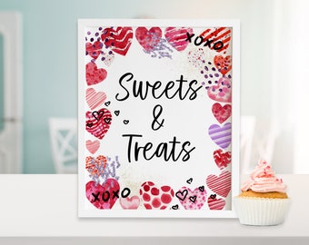 Valentines Day Sweets and Treats Baby Shower Sign A Little Sweetheart Sign Baby Shower Treat Table Sign February Baby Shower Ideas ID263