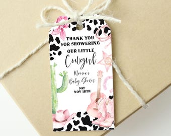 Western Cowgirl Baby Shower Favor Thank You Tags for Guests Rustic Rodeo Baby Shower Favor Tags ID265
