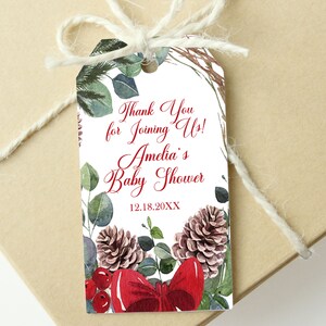 Editable Christmas Baby Shower Tag Thank You Tag Favor Tag Christmas Gift Tags Printable, ID205