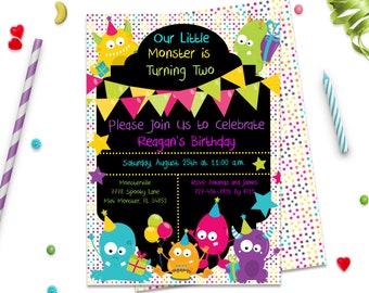 Monster Birthday Invitation, Downloadable Invites, ID106