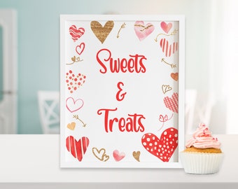 Valentines Day Sweets and Treats Baby Shower Sign A Little Sweetheart Sign Baby Shower Treat Table Sign February Baby Shower Ideas ID209