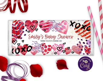 Involucri per barrette di cioccolato per San Valentino Barretta di cioccolato modificabile Decorazioni per feste Cuore ad acquerello Involucro per caramelle Hershey A Little Sweetheart ID263