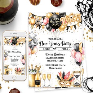 Editable New Years Party Invitation NYE Invite New Years Eve Evite 2025 Party ID220