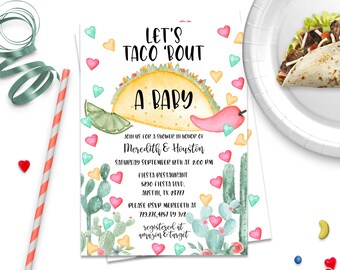 Editable Taco bout a baby shower Invitation couples fiesta baby shower invite printable download  ID185