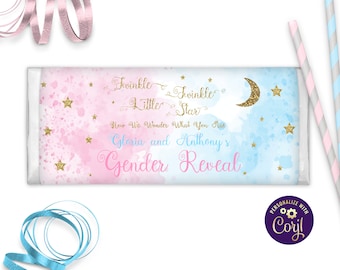 Gender Reveal Candy Bar Wrappers Twinkle Little Star Chocolate Bar Template Gender Reveal Candy, ID172