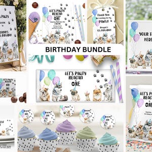 Let&#39;s Pawty Puppy First Birthday Bundle Dog Themed 1st Birthday Party Bundle ID225