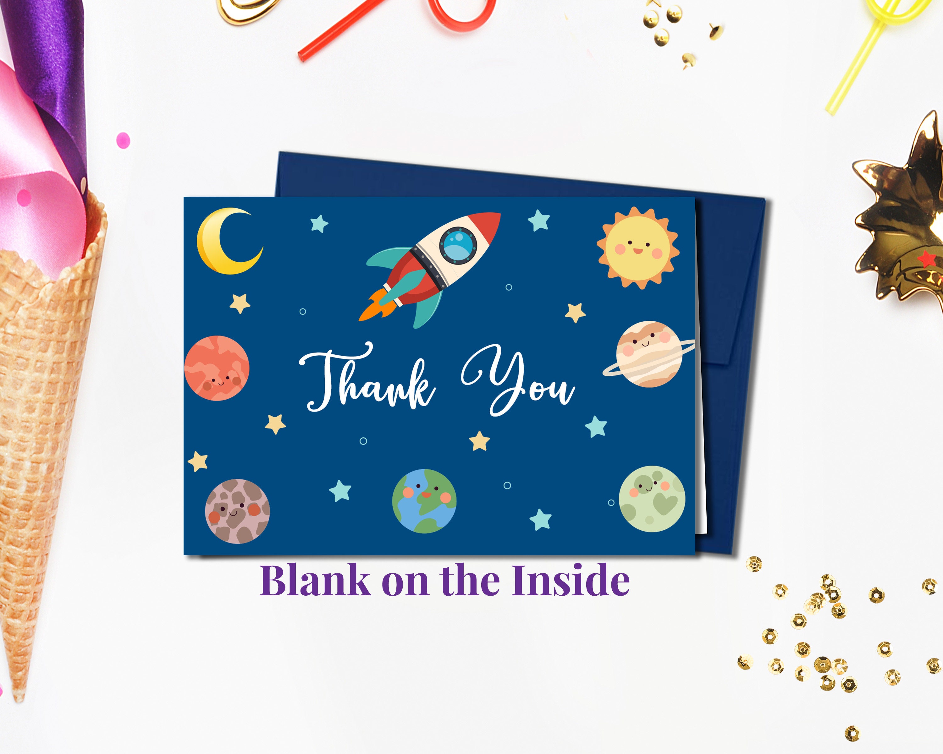 Space Themed Thank You Cards Baby Boy Shower Thank You Cards | Etsy
