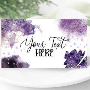Segnaposto modificabili per Halloween con acquerello viola Tende per cibo per feste di Halloween Etichette per posti a sedere per feste di compleanno per adulti di Halloween ID261