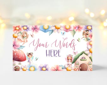 Fairy First Birthday Place Cards Fairy 1st Birthday Food Cards Fairy Themed Buffet Cards Enchanted Fairy Garden Birthday Decorations ID196
