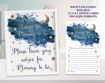 Twinkle Twinkle Little Star Baby Shower Games, Mommy to be Advice Cards and Well Wishes for Baby, Advice Sign, ID137