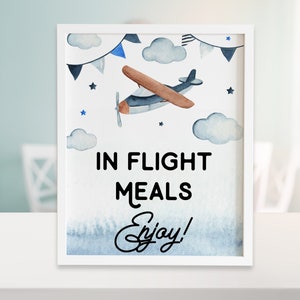 Flugzeug Mahlzeit Schild Flugzeug Essen Tisch Schild Tankstelle Schild In Flug Mahlzeit Schild Flugzeug druckbares Schild Flugzeug Party Schild, ID192