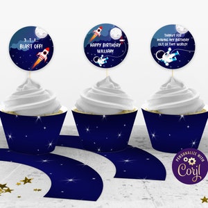 Espaço cupcake toppers envoltórios de cupcake espaço bolo topper espaço exterior aniversário espaço exterior festa espaço decoração espaço tema id159